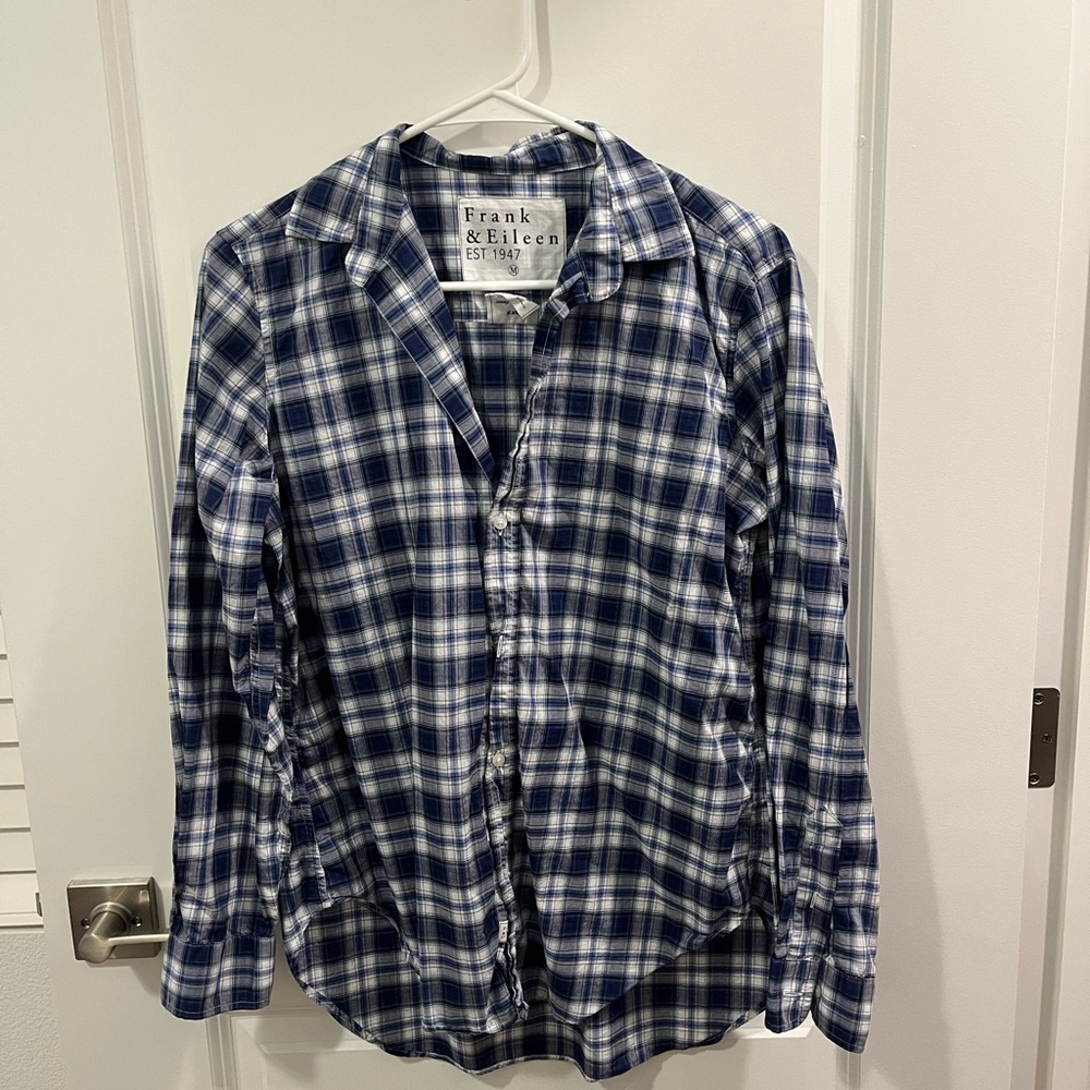 Frank & Eileen Blue and White Plaid Button Down Shirt